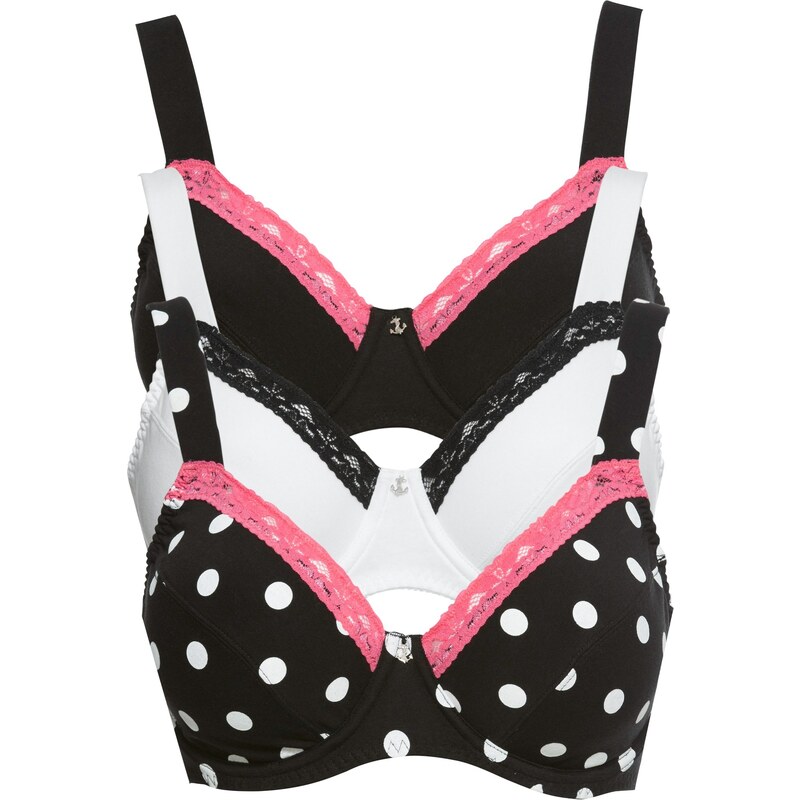 bonprix Podprsenka (3 ks) bio bavlna, farba čierna 44732921