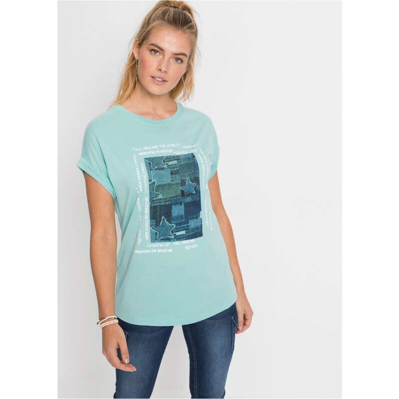 bonprix Tričko z jemného viskózového mixu, farba modrá 44789853