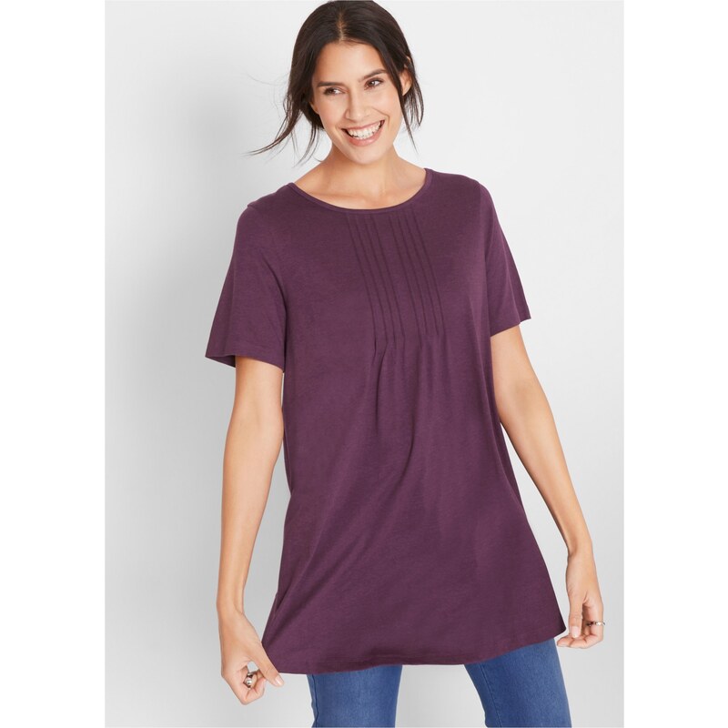 bonprix Tričko, strih do A, krátky rukáv, farba fialová 44896876