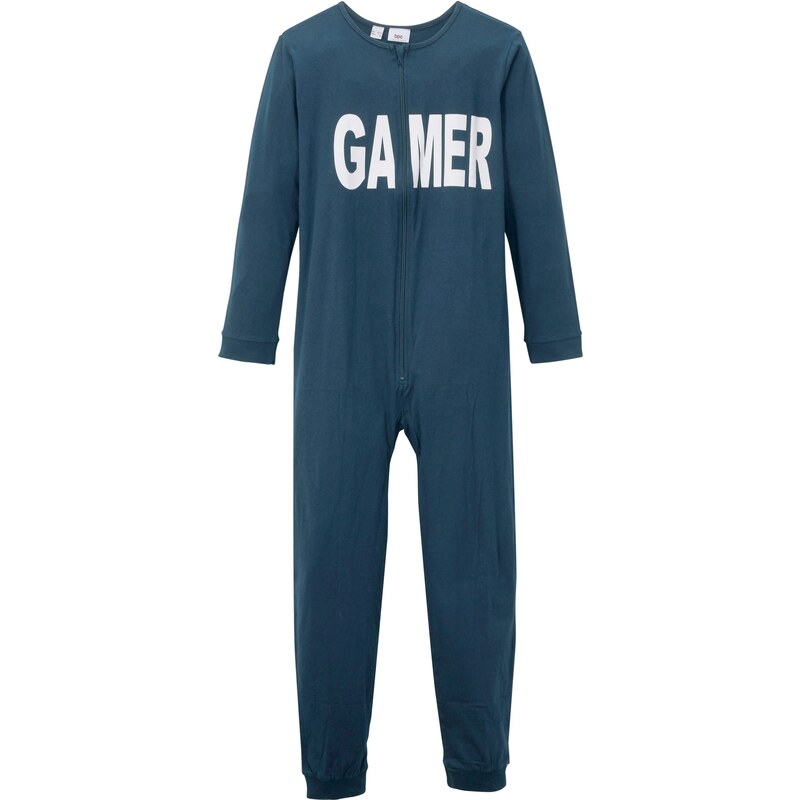 bonprix Pyžamový overal s bio bavlnou, farba modrá 44790133
