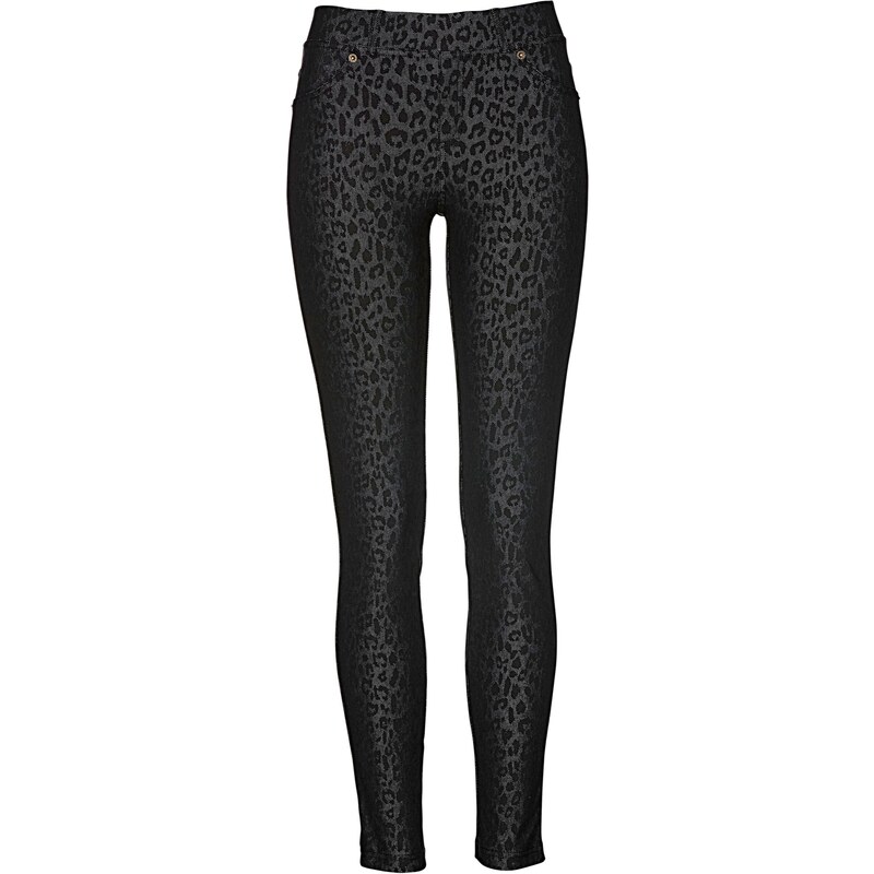 bonprix Džínsové legíny s leoparďou potlačou, farba šedá 44790189