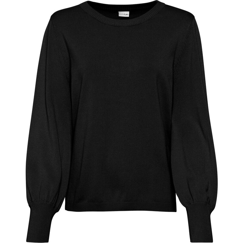 bonprix Pulóver s balónovými rukávmi, farba čierna 44733953