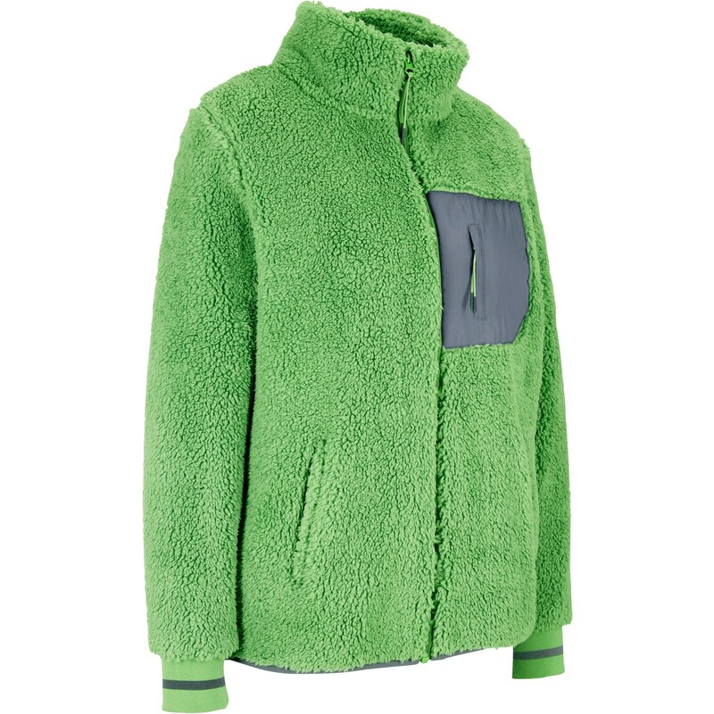 bonprix Mäkká flísová bunda, farba zelená