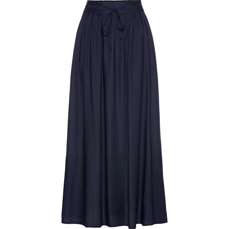 bonprix Maxi sukňa, viskózová, s konfortným pásom a šnúrkou na zaviazanie, farba modrá, rozm. 40