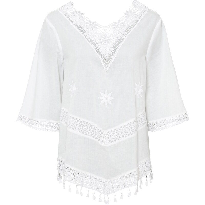 bonprix Tuniková blúzka z čistej bavlny, farba biela 44749448