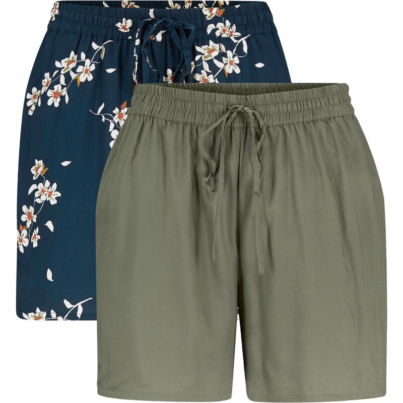 bonprix Viskózové šortky so šnurovaním, 2 ks, farba modrá 45031137