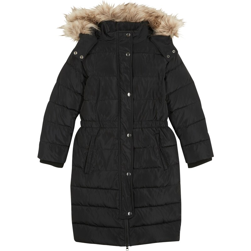bonprix Vatovaná bunda pre dievčatá, s odnímateľnou kapucňou, farba čierna, rozm. 164/170