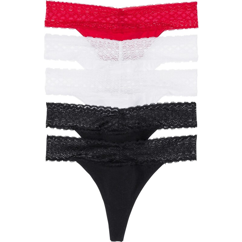 bonprix Nohavičky s čipkou (5 ks), farba čierna 44791566