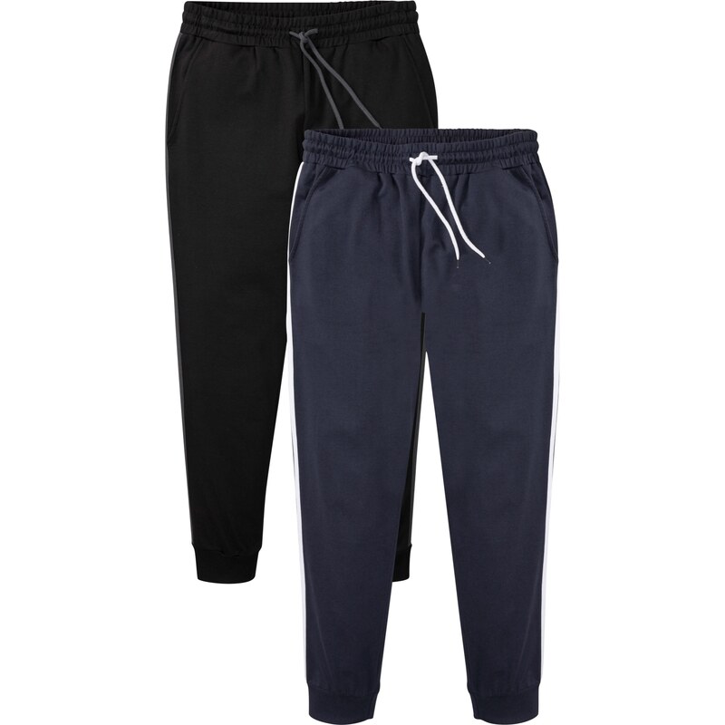 bonprix Tepláky s kontrastnými detailmi (2 ks), farba čierna 44793694