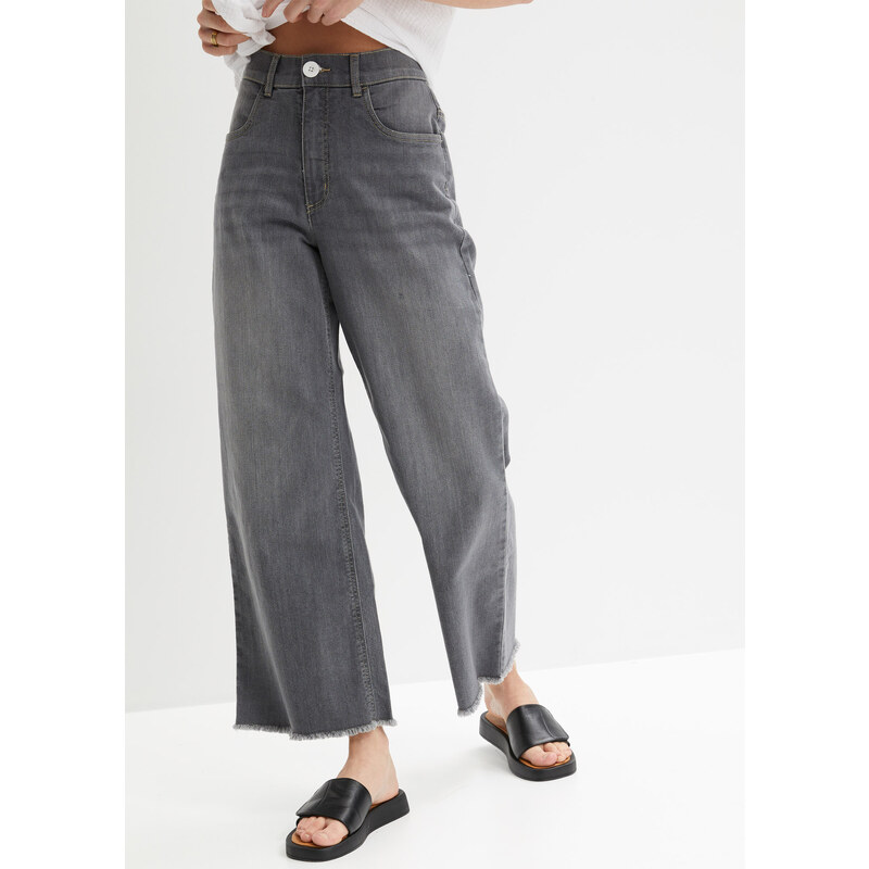 bonprix 7/8 džínsy Wide Fit, farba šedá 44796439