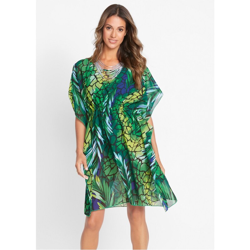 bonprix Šifónové plážové tunikové šaty, farba zelená