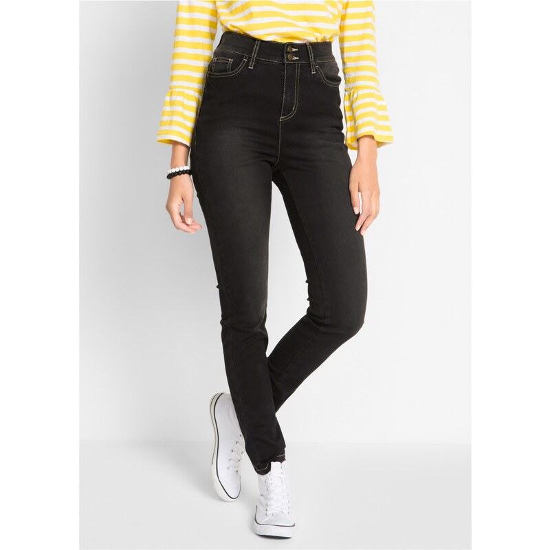bonprix Super strečové džínsy s vysokým pásom, Slim Fit, farba čierna 59243934