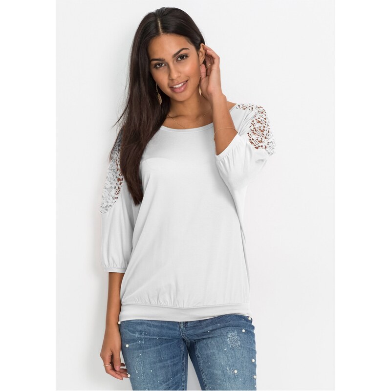 bonprix Oversized tričko z viskózovéhom mixu, farba biela 44741315