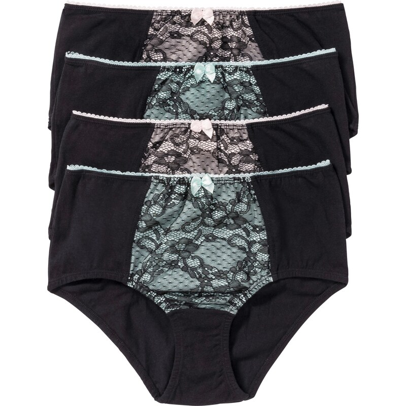 bonprix Maxi nohavičky s bio bavlnou (4 ks), farba čierna 44741535