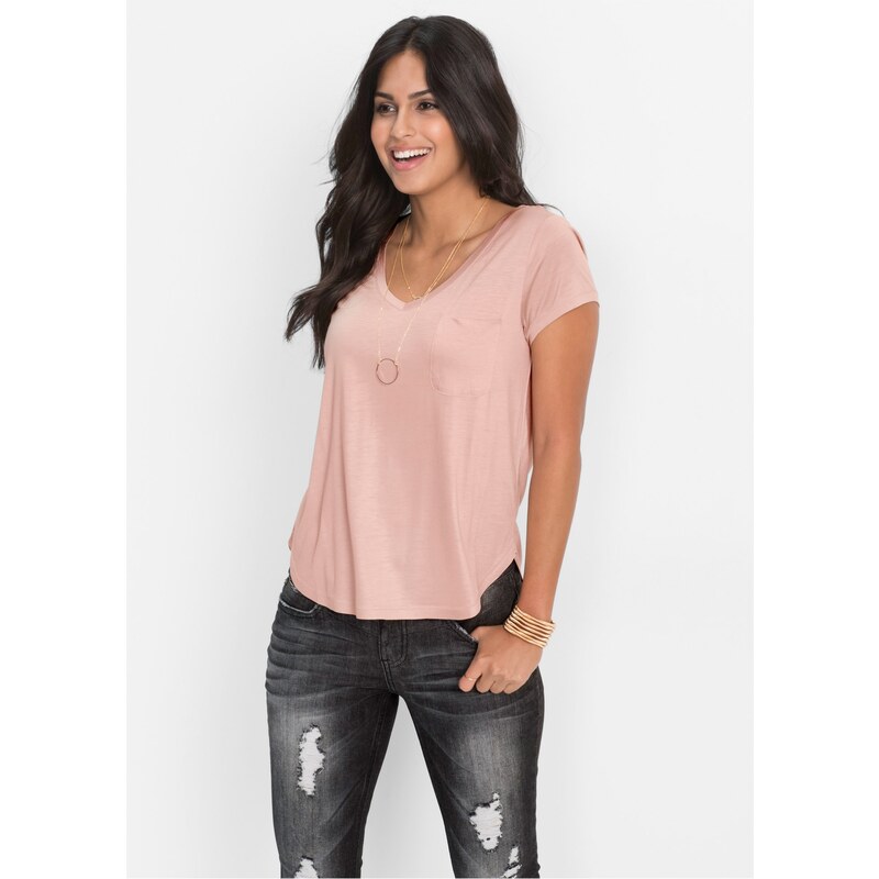 bonprix Tričko z mäkkej viskózy, farba ružová 44741950