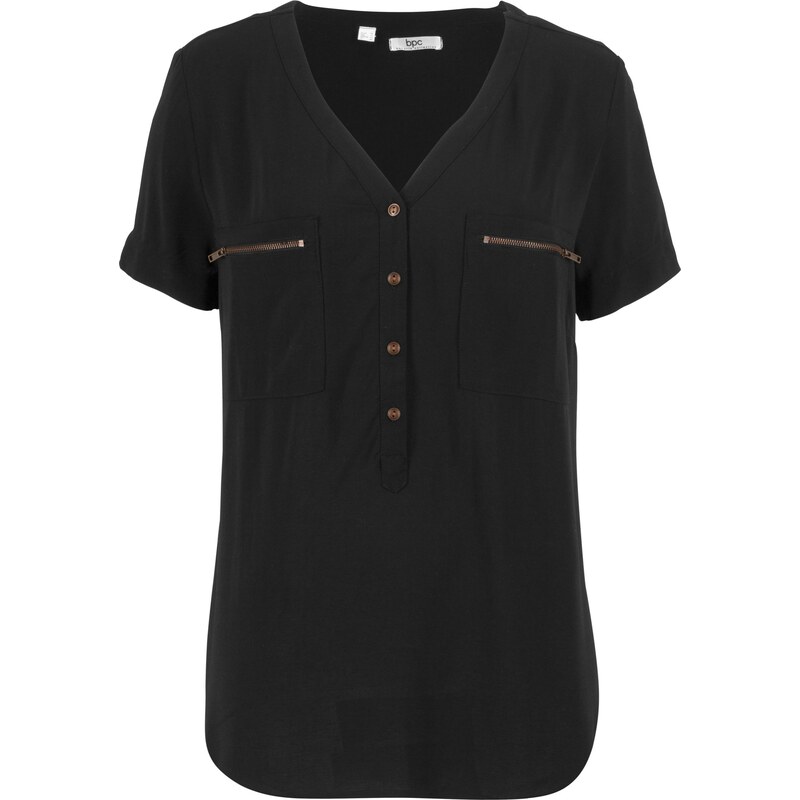 bonprix Viskózová blúzka, krátky rukáv, farba čierna 44749877