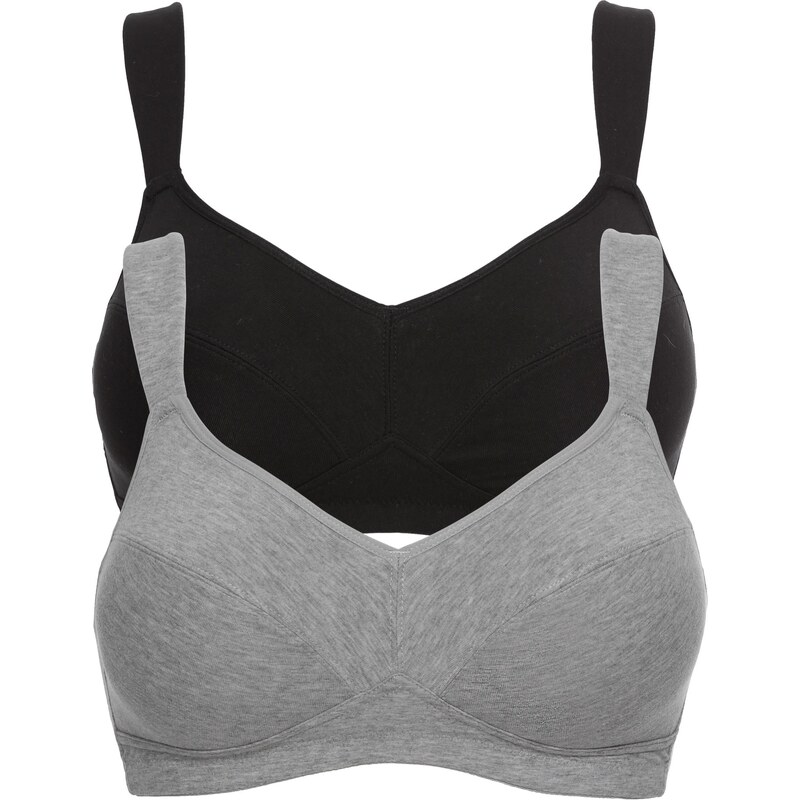 bonprix Podprsenka bez kostíc (2 ks) bio bavlna, farba čierna 44742421