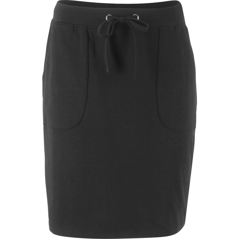 bonprix Strečová sukňa s bio bavlnou a strečom, farba čierna 44799361