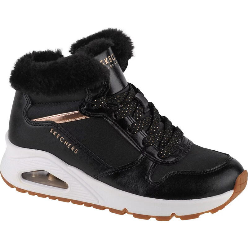 Čierne dievčenské topánky Skechers Uno - Cozy On Air 310518L-BKRG 36267013