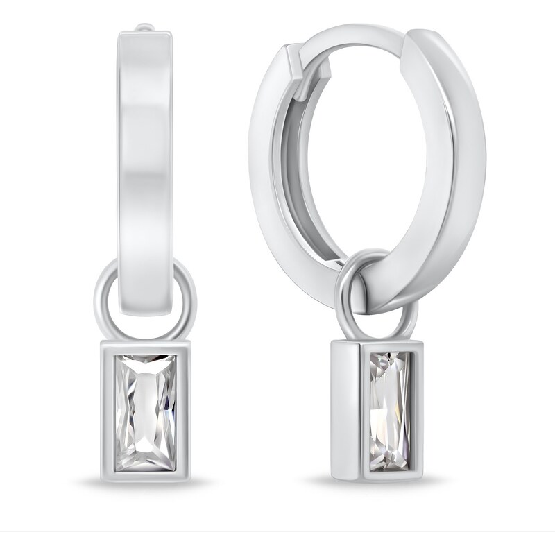 Brilio Silver Minimalistické okrúhle náušnice 2v1 s kubickým zirkónom 66582807