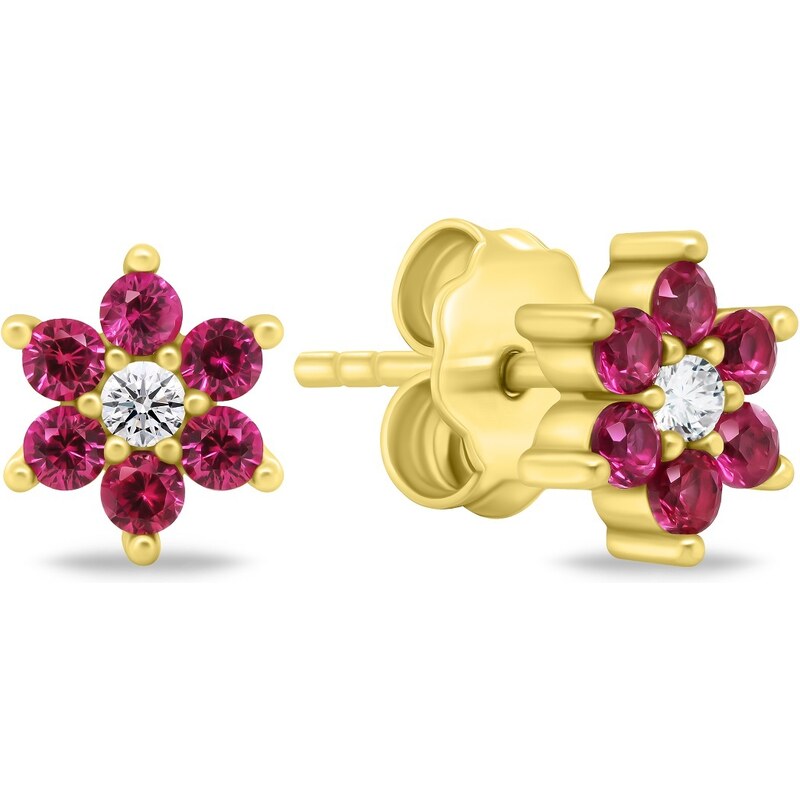 Brilio Silver Pôvabné pozlátené náušnice s fuchsiovými zirkónmi 68467675