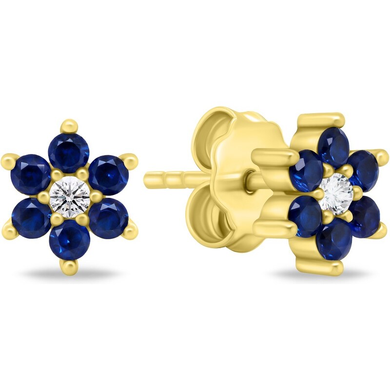 Brilio Silver Pôvabné pozlátené náušnice s modrými zirkónmi EA846YB 68471178