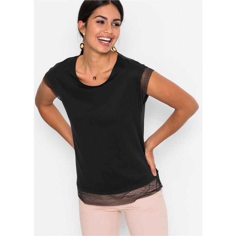 bonprix Tričko boxy z bavlny, farba čierna 44961433