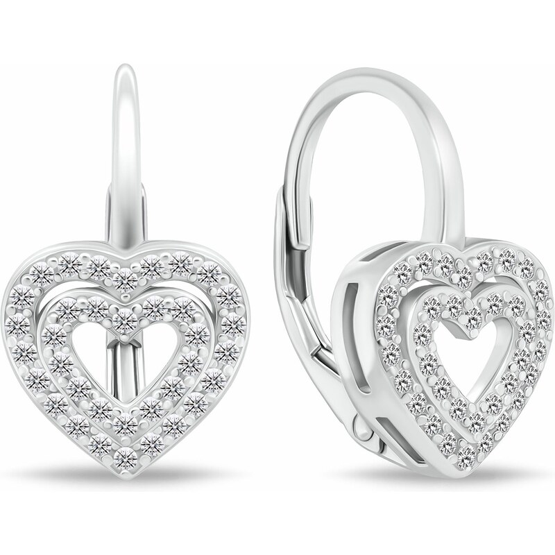 Brilio Silver Pôvabné strieborné náušnice srdiečka EA111W 66595412