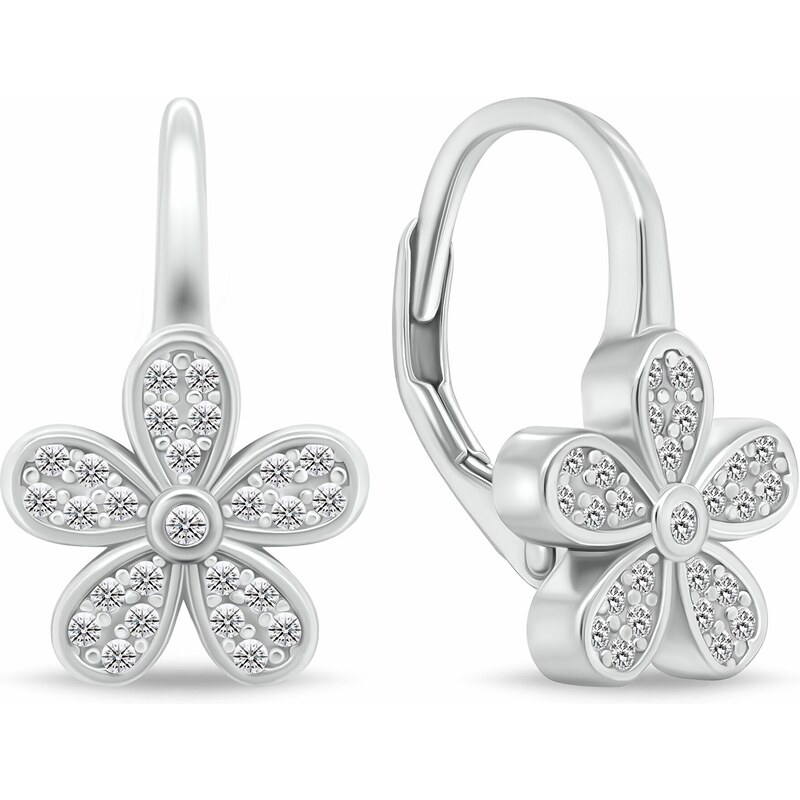 Brilio Silver Strieborné náušnice kvetinky s čírymi zirkónmi EA112W 66600278