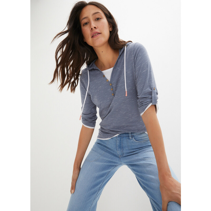 bonprix Tričko s kapucňou, farba modrá 44828179