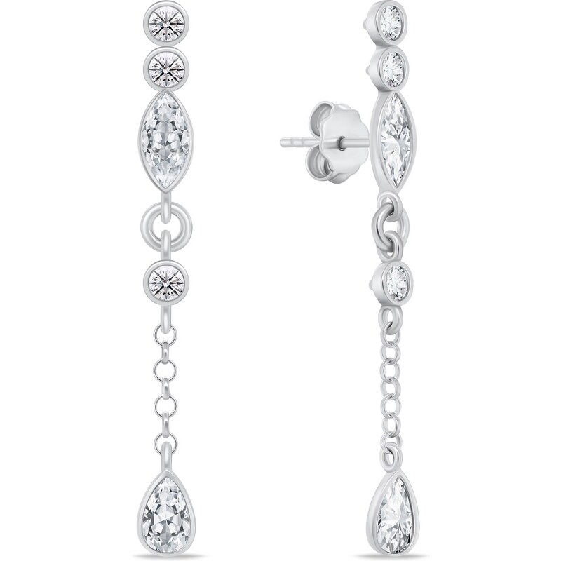 Brilio Silver Slušivé strieborné náušnice so zirkónmi EA847W 66590932