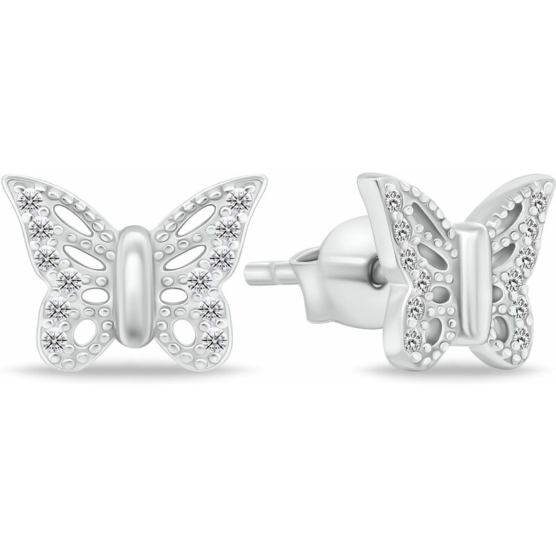 Brilio Silver Nežné strieborné náušnice motýle EA109W 66587962