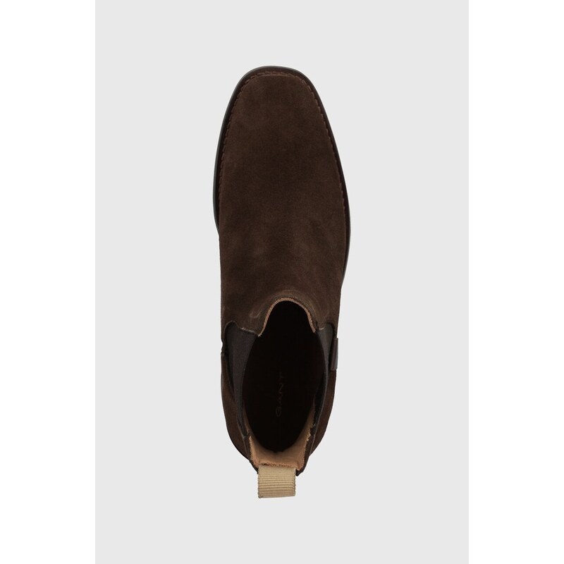 Semišové topánky chelsea Gant Fayy dámske, hnedá farba, na plochom podpätku, 27553384.G46