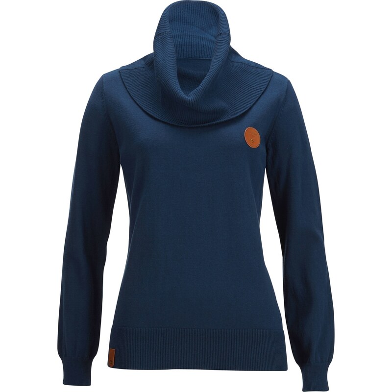 bonprix Jemne pletený pulóver so širokým golierom, farba modrá 44845890