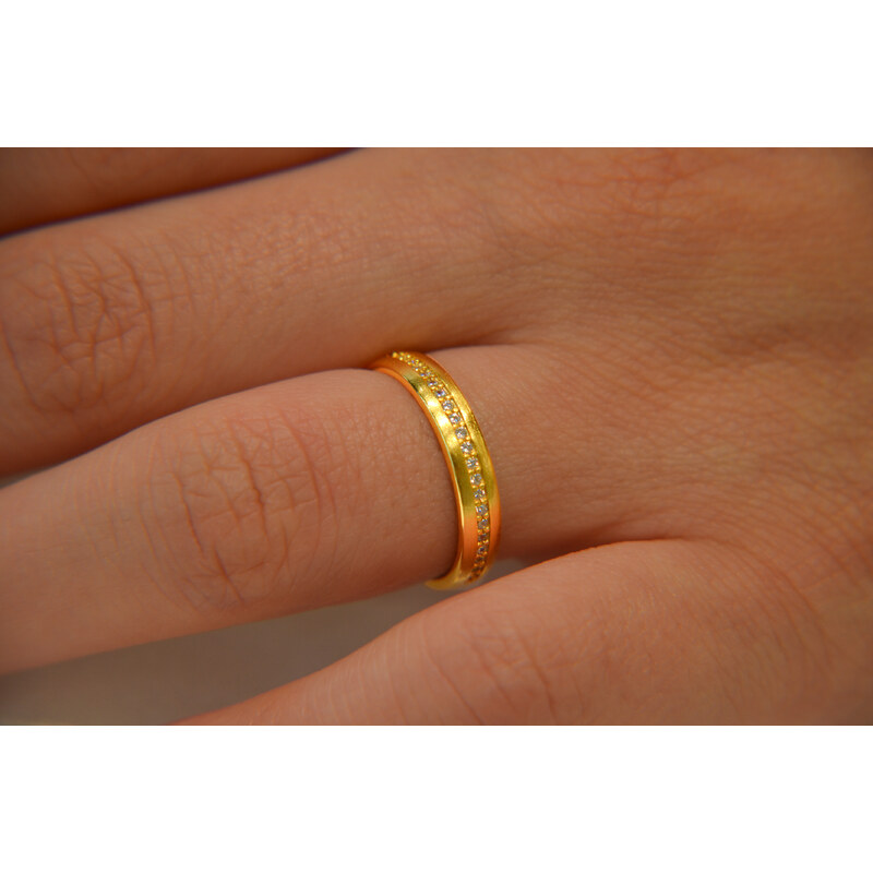 OLIVIE Snubný strieborný prsteň MATTE GOLD 7482