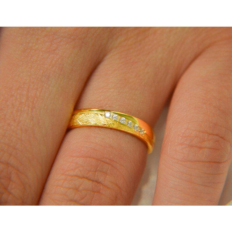 OLIVIE Snubný strieborný prsteň SILVERBOND GOLD 7479