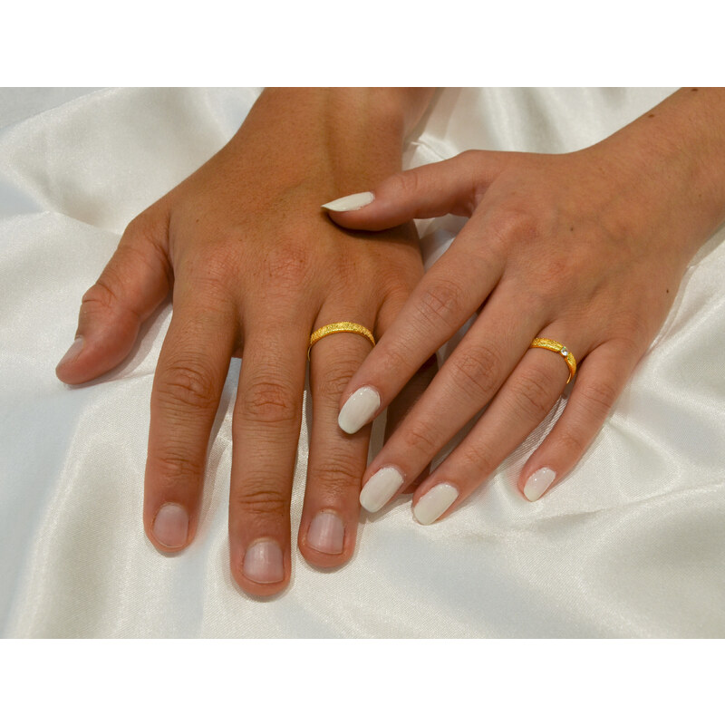 OLIVIE Snubný strieborný prsteň DUET GOLD 7477