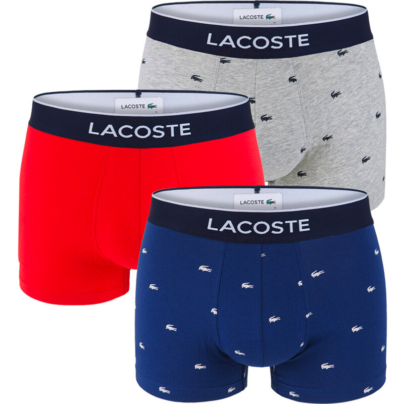 LACOSTE - 3PACK boxerky Lacoste ultra comfortable stretch cotton logo red & blue