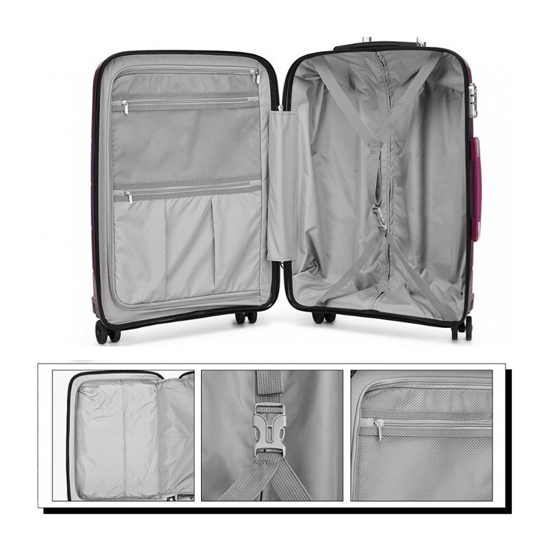 Konofactory Fialový prémiový plastový kufor s TSA zámkom "Solid" - veľ. M, L