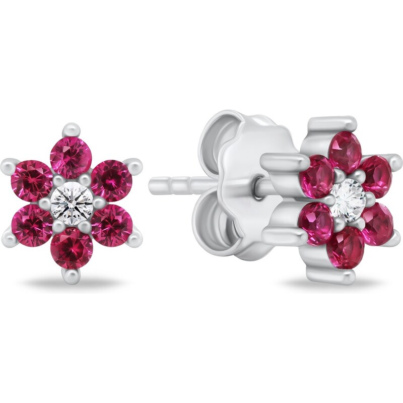 Brilio Silver Pôvabné strieborné náušnice s fuchsiovými zirkónmi 68474688