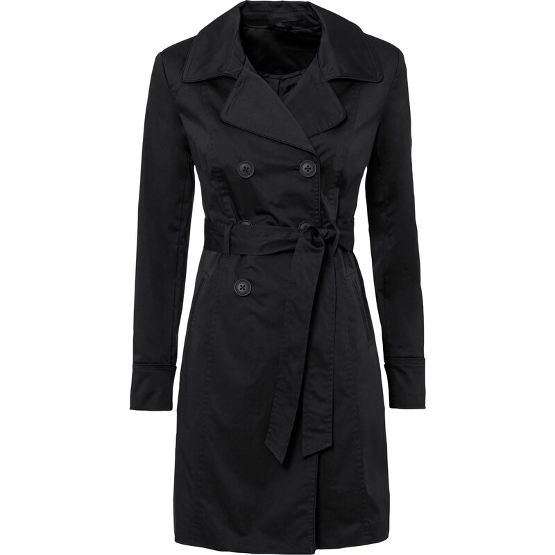 bonprix Trenčkot z bavlny, farba čierna 45870954