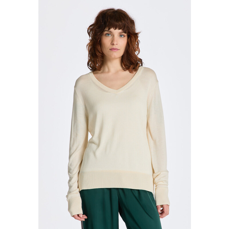 SVETER GANT FINE KNIT V-NECK CREAM 49041257