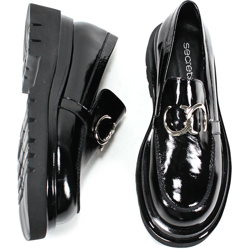 Secretshoes Elegantné poltopánky MO122-27 R-1004 ČIERNA LAK 44934286