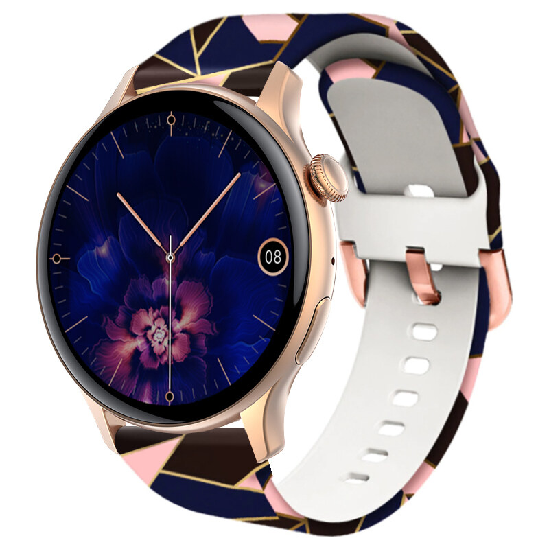 Smart hodinky Madvell Talon s volaním cez bluetooth púdrovo zlaté so silikónovým remienkom ružový vektor