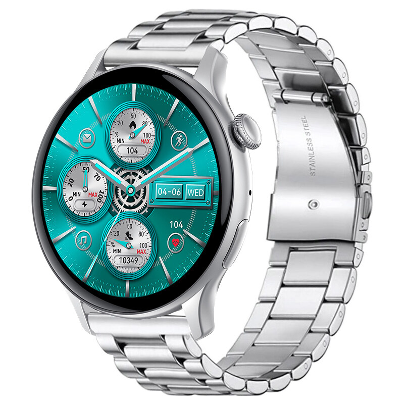 Smart hodinky Madvell Talon s volaním cez bluetooth strieborné so strieborným remienkom oceľový ťah