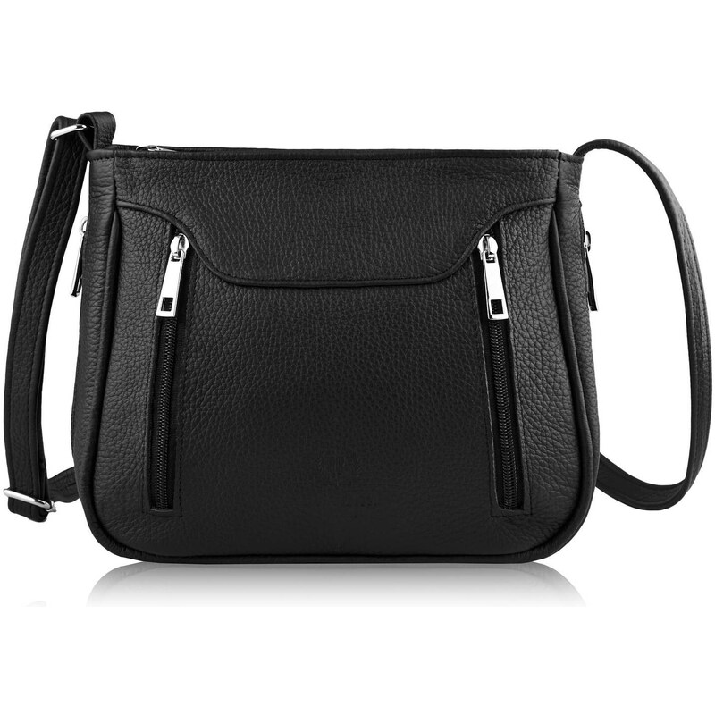 PAOLO PERUZZI Malá kožená kabelka Z-52-BL | čierna Z-52-BL 44961626