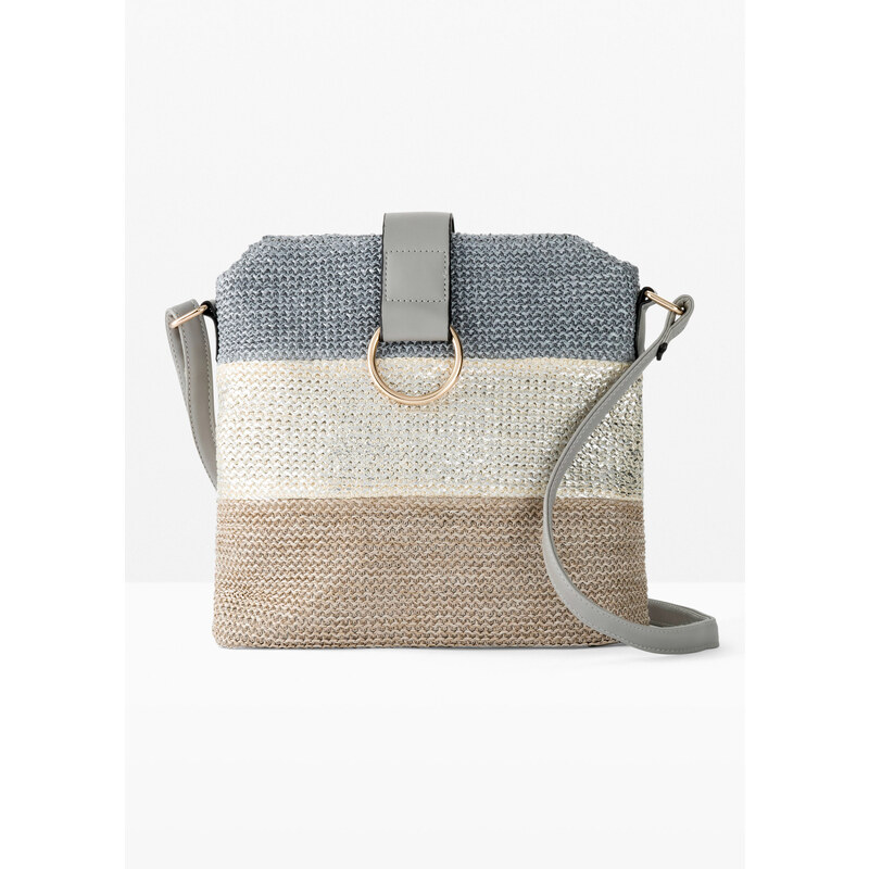 bonprix Kabelka crossbody v slamenom vzhľade, farba modrá 44983658