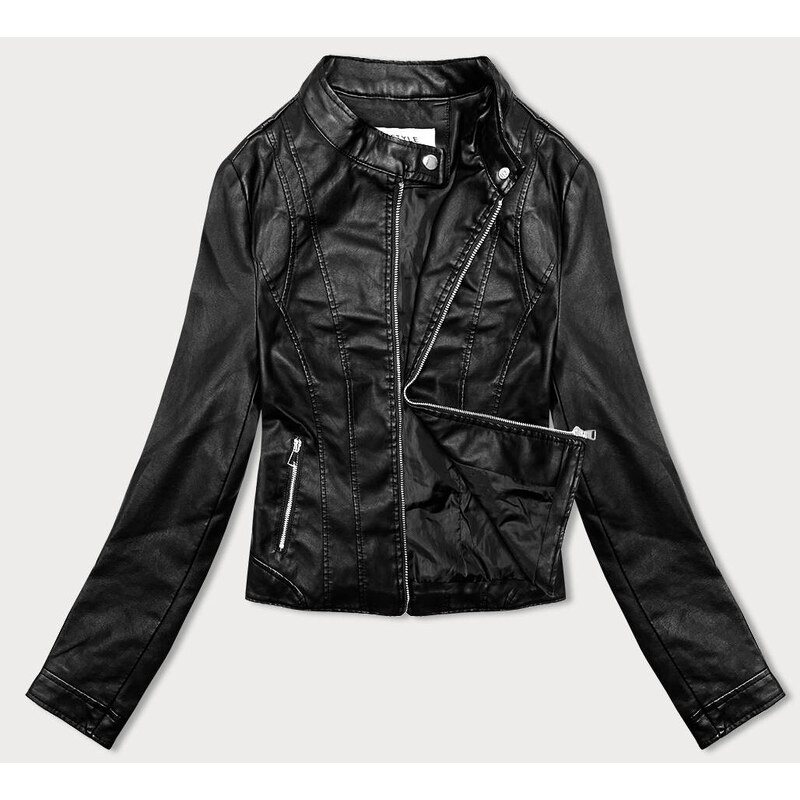 J.STYLE Čierna dámska bunda ramoneska so stojačikom (11Z8052) 49764138