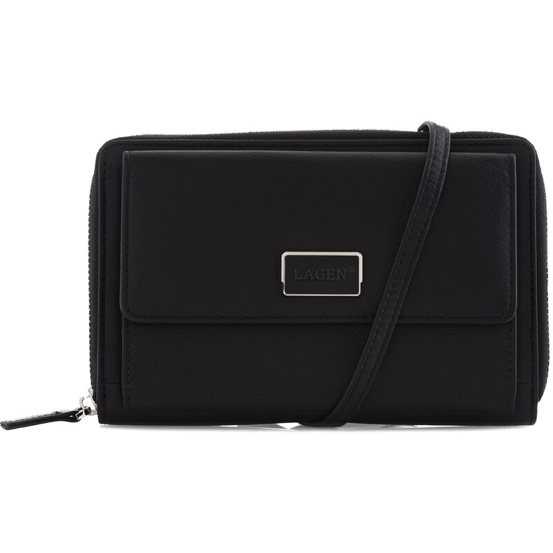 Lagen Dámska kožená crossbody kabelka BLC/5425 Black 66581831