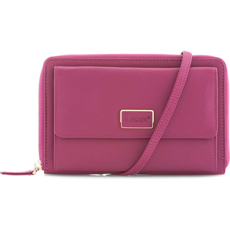 Lagen Dámska kožená crossbody kabelka BLC/5425 Cranberry 66594157